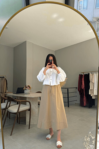 MODA MIHHEL Gabardin Etek Camel