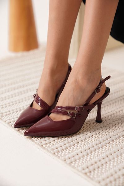 Zerenyus Lenora Premium Women's Burgundy Patent Leather Heeled Shoes
