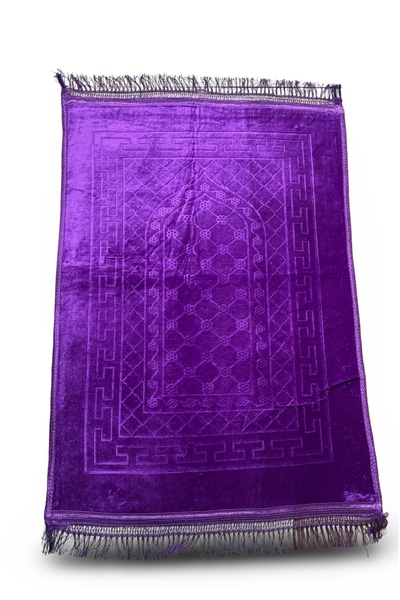 Muensu Covor de rugăciune plat din pluș violet, covor de rugăciune de lux Wel...