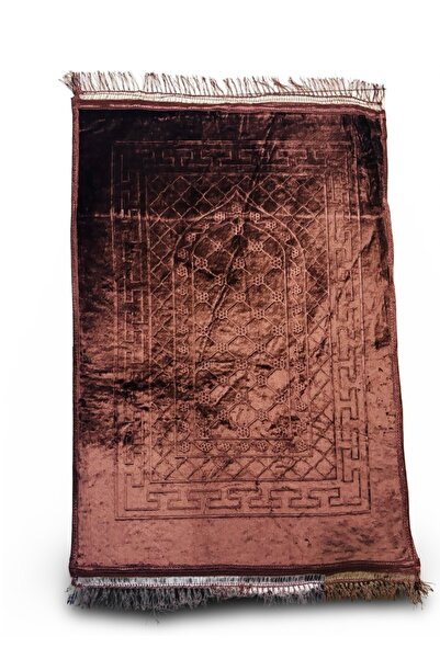 Muensu Kahverengi Kalın Peluş Kadife Seccade, Hac, Umre, Hediyelik Seccade, N...