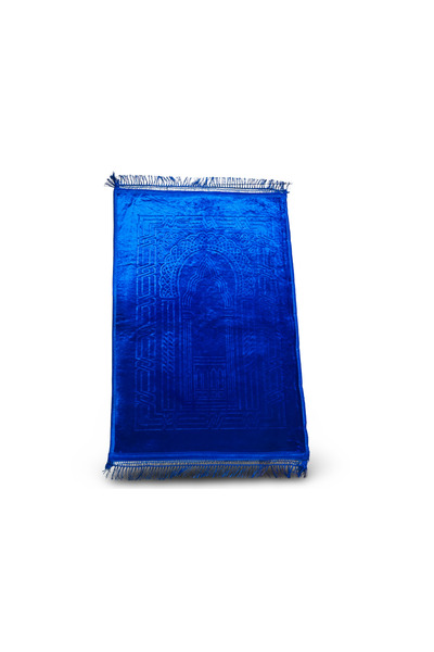 Muensu Μπλε απλό βελούδινο χαλί προσευχής, Welsoft Luxury χαλί προσευχής, Haj...