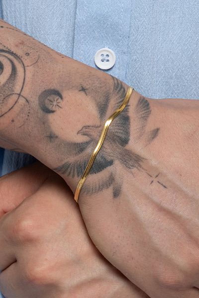 Fjellor Aule Men's Thin Italian Straw Gold Color Stainless Steel Bracelet