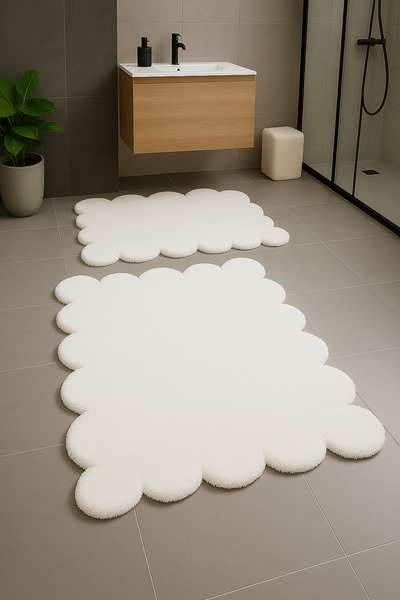 KEVLİNE Banyo Paspası Düz Papatya Şekilli İkili Klozet Takımı 80x120 - 50x80 ...