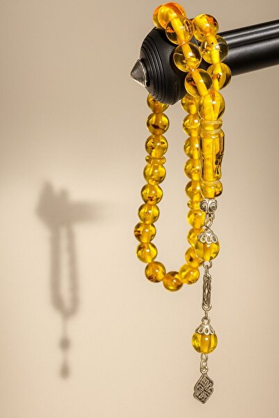 takı tak silver Beyisa Küre Kesim Karınca Fosilli Püsküllü Toz Kehribar Tesbih