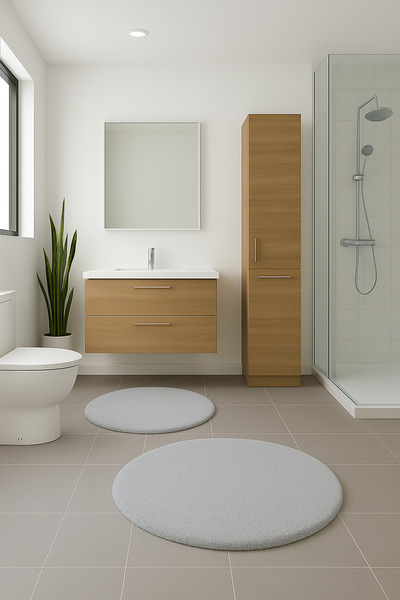 KEVLİNE سجادة حمام دائرية مزدوجة مقاس 80 × 80 - 60 × 60، مفتاح ناعم