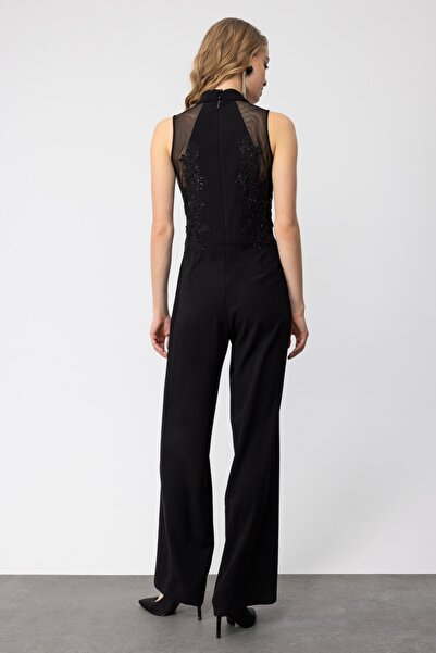 Ekol Mi Mono Collar Side Laced Embroidered Jumpsuit