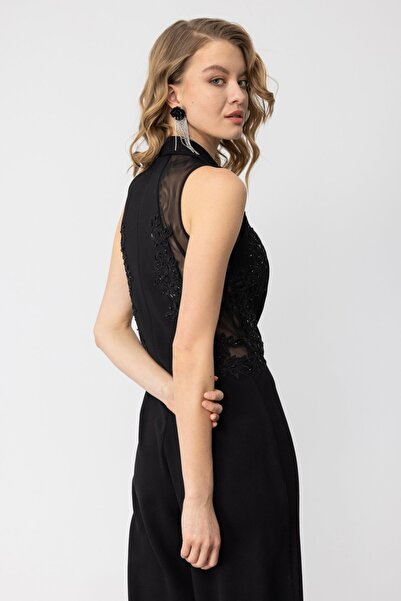 Ekol Mi Mono Collar Side Laced Embroidered Jumpsuit