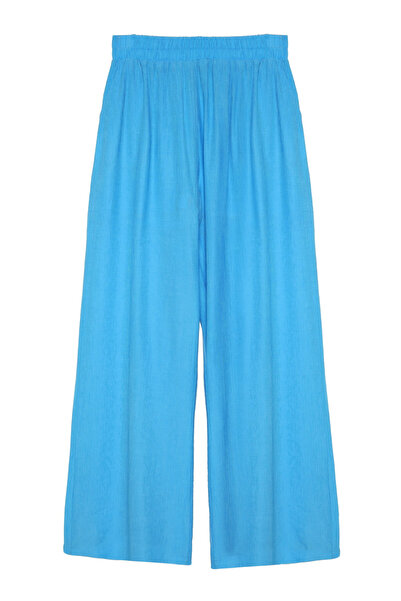 Quzu Beli Lastikli Bol Paça Bebe Mavisi Pantolon