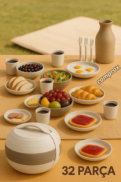 Comprox طقم نزهة طقم نزهة 32 قطعة – مع حقيبة أسطوانية |   التخييم، الشاطئ، الحديقة، التنزه في الطبيعة