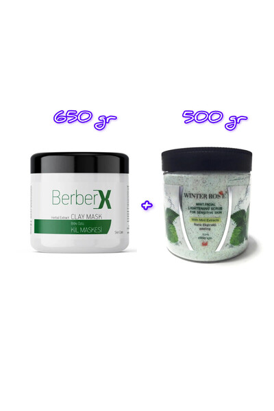 irtihal 1 adet berberx bitki özlü maske + 1 adet winter rose nane özlü kumlu maske peeling