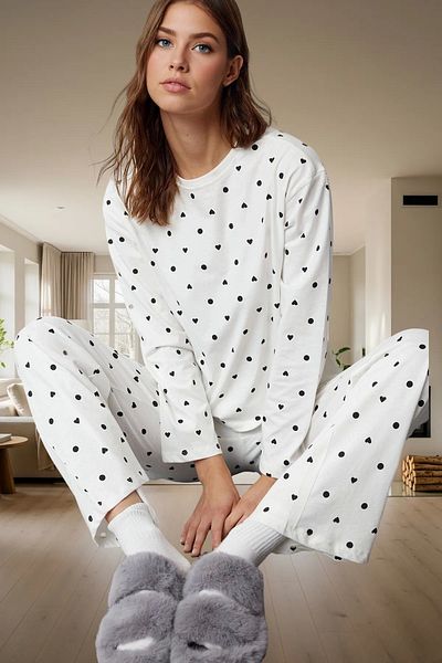 PayBuy Women's Regular Fit Long Sleeve Cotton Pajamas Set Modern Style Special Design Quality Craftsmanship