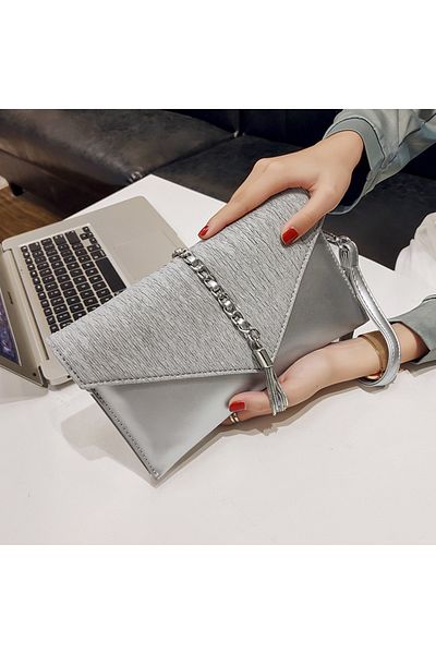 fun zone Women Shiny Glitter Evening Clutch Envelope Handbag Chain Purse Crossbody Bag For Wedding