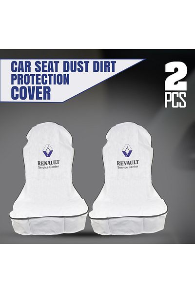 Renault Car Seat Covers 2pcs – Dust & Dirt Protection For Service Center & Daily Use White