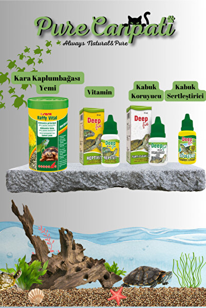 PureCanpati Kara Kaplumbağası Yem,Vitamin,Kabuk Seti