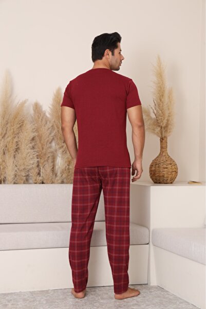 Sude HOMEWEAR Men's Plaid Pocket Short Sleeve Pajama Set