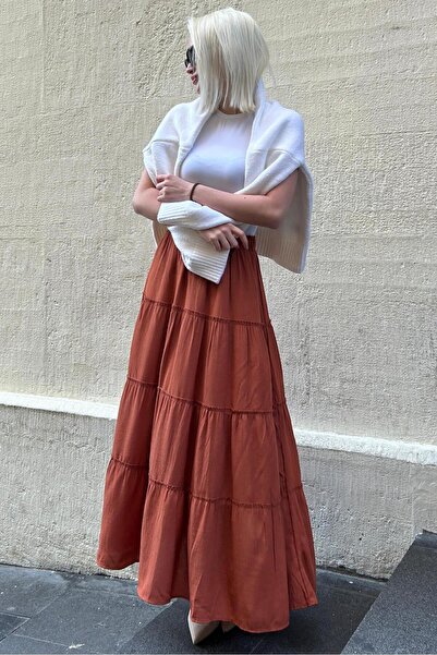 Seeh Довга плісирована спідниця кольору плитки - SH159