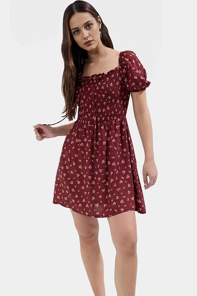 PayBuy Floral Viscose Mini Dress Skater Fit Short Sleeve Gipeli Summer Premium Quality