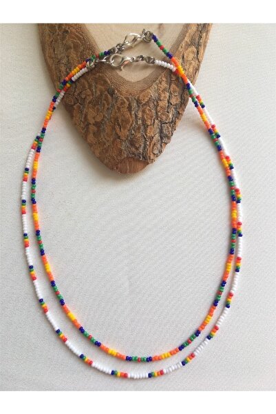 Handmade Minimal Boncuk Ikili Kolye Seti