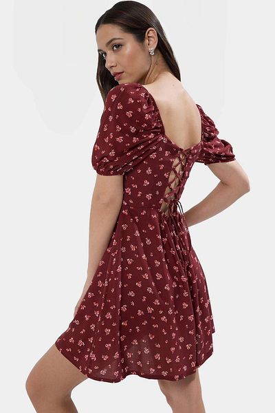 PayBuy Floral Viscose Mini Dress Skater Fit Short Sleeve Gipeli Summer Premium Quality