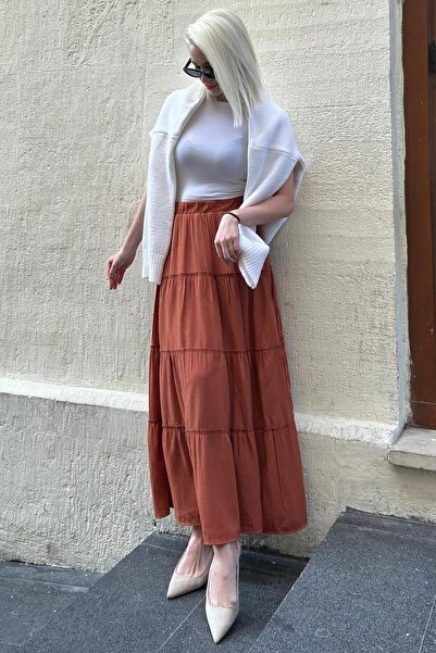 Seeh Довга плісирована спідниця кольору плитки - SH159