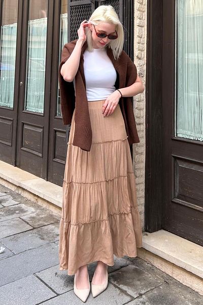 Seeh Βιζόν Basic μακριά πλισέ φούστα SH159