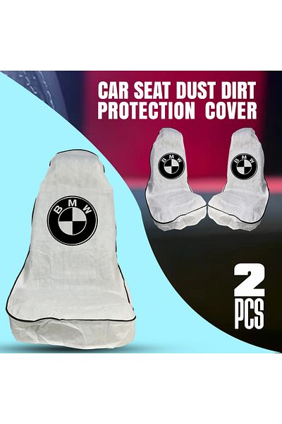 BMW Car Seat Covers 2pcs – Dust & Dirt Protection For Service Center & Daily Use White