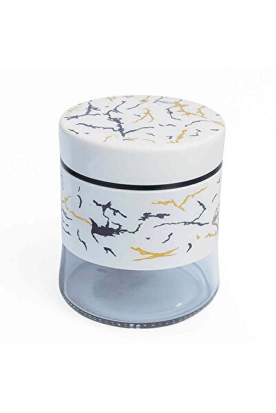 PUFO Fancy glass container for sugar, coffee, tea or spices, with airtight lid, 400 ml, white