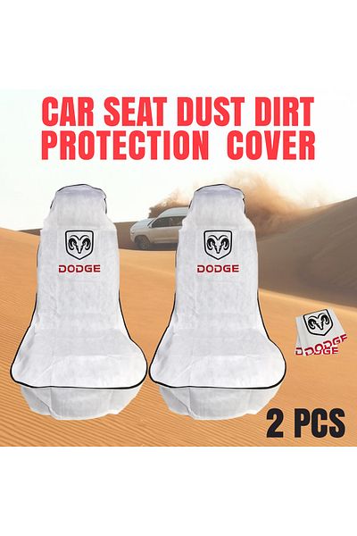DODGE Car Seat Covers 2pcs – Dust & Dirt Protection For Service Center & Daily Use White