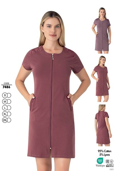 ROMEO LİFE Women's Cotton Lycra Zippered Dress 7486