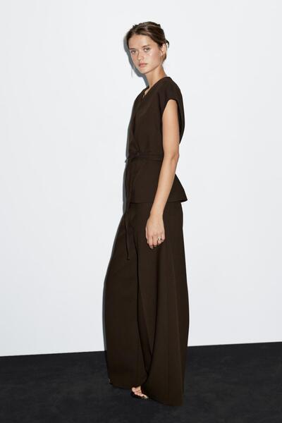 Massimo Dutti Yüksek bel geniş paça pantolon