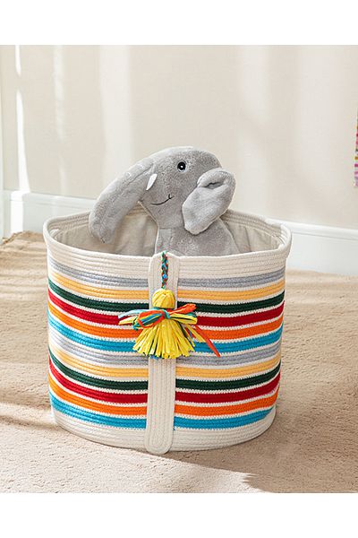 English Home Striped Basket Knitted Cotton Toy Basket Multicolor