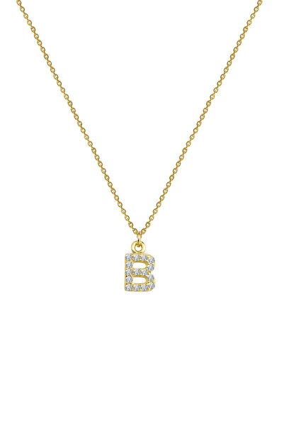 Gimora Harf Kolye Taşlı B Harfi Gümüş Kolye