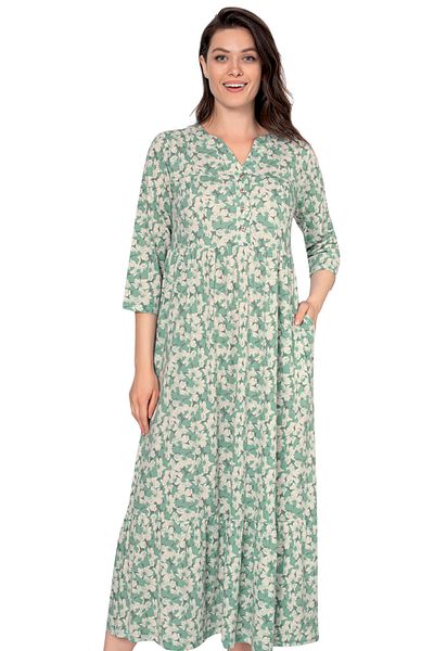 ROMEO LİFE Women's Cotton Fabric Patterned Long Dress 7715