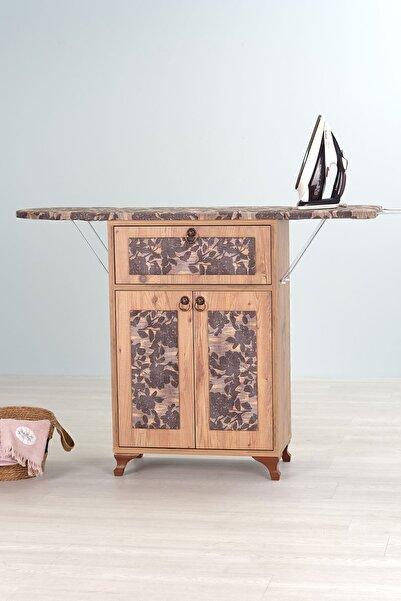 mistik home Rose Katlanır Dolaplı Ütü Masası / Ütü Dolabı – Çam Gövde, Kahver...