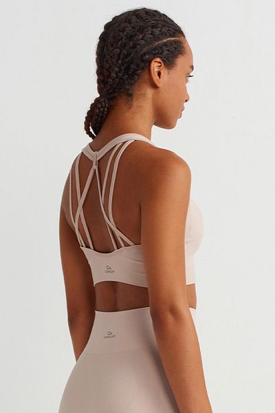 COMEUP Jacquard Sports Bra Mushroom Color