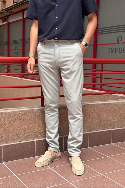 inpool Men's Polyviscose Fabric - Textured and Flexible, Old Money Culture, Fabric Pants 24INP288