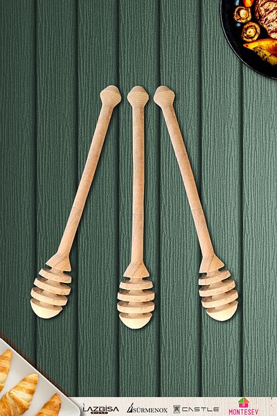 MONTESEV Olive Tree Wooden Board Honey Jam Spoon Breakfast Fork Breakfast Knife (OLIVE TREE)