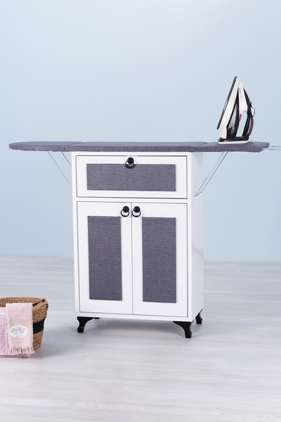 mistik home Rose Katlanır Dolaplı Ütü Masası / Ütü Dolabı – Beyaz Gövde, Antr...