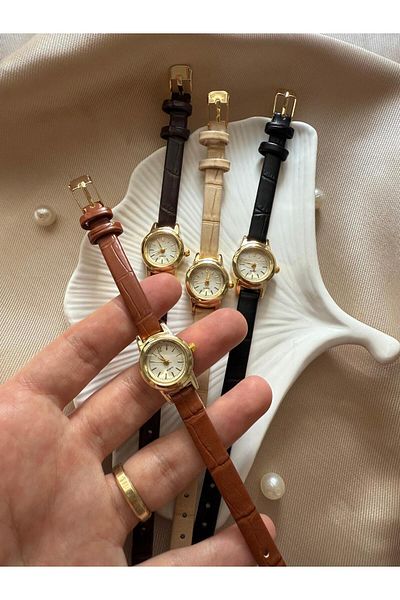 QUARTZ ساعة يد نسائية من Rubsey Minimal Vintage بحبل جلدي عتيق متعدد الحجم (سيتم إرسال المنتج الموجود في الصورة)