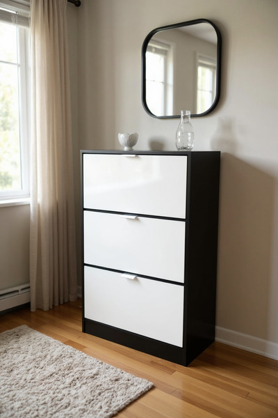 Living خزانة أحذية مع مرايا، لون بني، 3 طبقات، 60*116 سم