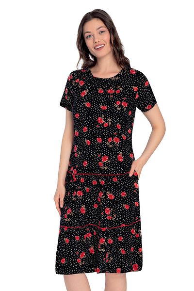 ROMEO LİFE Rochie de vară cu modele din țesătură modal din bumbac 7706