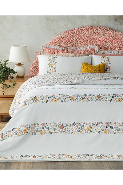 English Home Set cuvertură de pilota dublă din bumbac Ranforce Bloomy Lines 200x220 Cm Galben