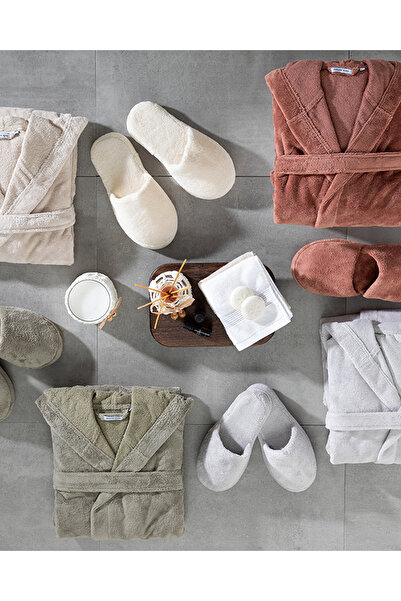 English Home Softy Triga Baumwoll-Bademantel mit Kapuze L-xl Grau