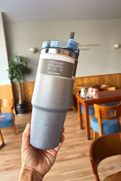 Weather Forecast 304 L Steel Blue Luminous 890 ml Cold Warm Hand Thermos with Straw Cin940Mv