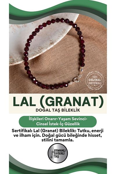 OSMANLI DEĞERLİ TAŞ Certified Garnet Natural Stone Bracelet