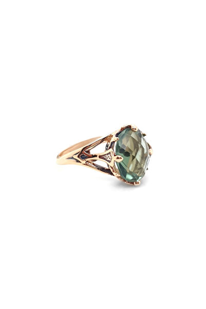EnginGold 14k Altın Yeşil Topaz Taşlı Yüzük
