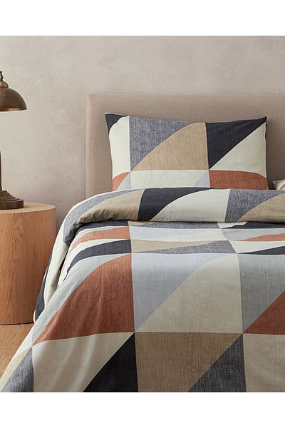 English Home Σετ Παπλωματοθήκη Triad Easy Ironing Διπλό Γκρι - Μπεζ