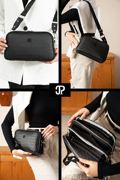 POLOGRAND London Geantă de umăr originală Just Polo Collection, cu 4 compartimente, din piele moale de lux, cu curea încrucișată reglabilă