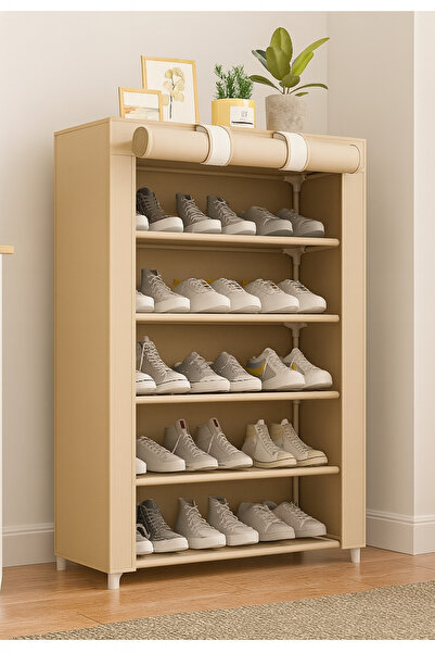 ALMUFARREJ رف أحذية مكون من 5 طبقات، بيج، 60×90×30 سم