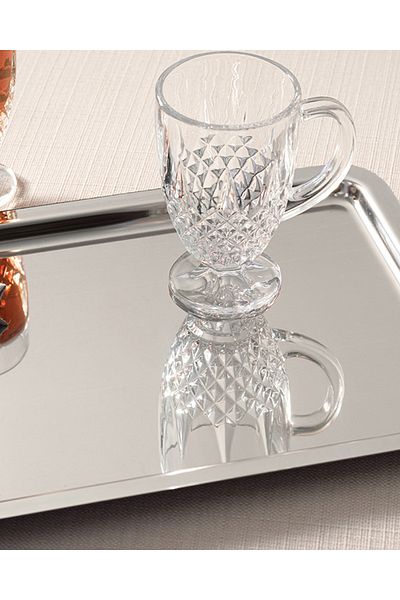 English Home 32x22 Cm Silver Colored Shiny Metal Tray